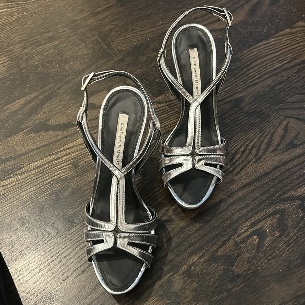 Diane Von Furstenberg Silver Heels